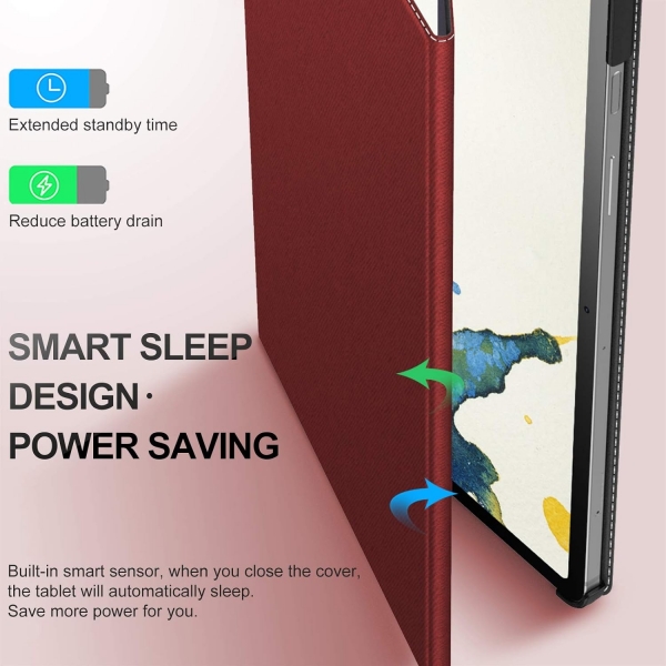 INFILAND Galaxy Tab S9 Plus/S9 FE Standl Klf-Dark Red 