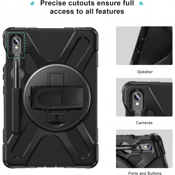 ProCase Galaxy Tab S9 FE Plus Kickstand Klf -Black