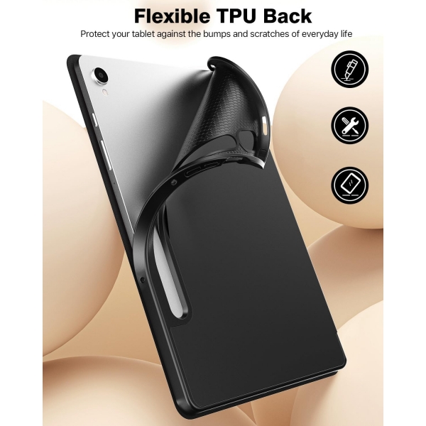 TiMOVO Kalem Blmeli Galaxy Tab S9 FE Plus Klf-Black