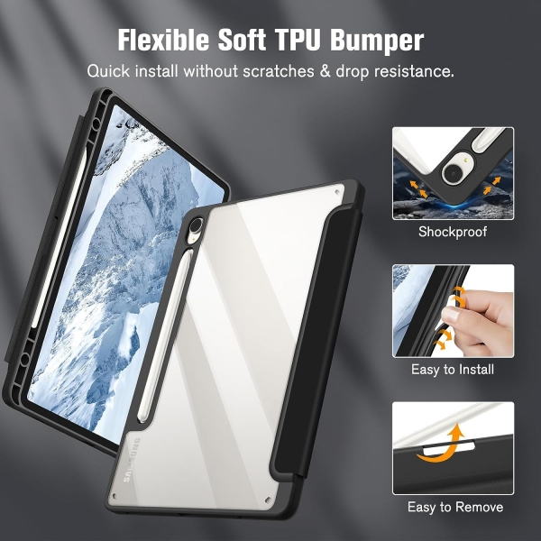 Fintie Samsung Galaxy Tab S9 FE Plus effaf Klf-Black