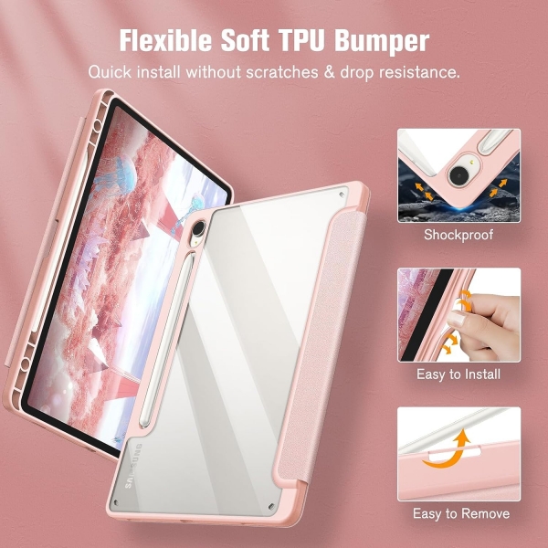 Fintie Samsung Galaxy Tab S9 FE Plus effaf Klf-Rose Gold