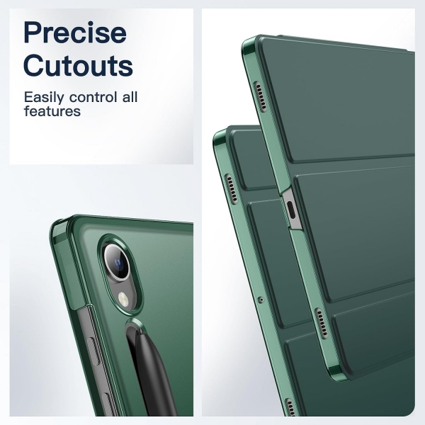 JETech Samsung Galaxy Tab S9 FE Plus Koruyucu Klf-Midnight Green