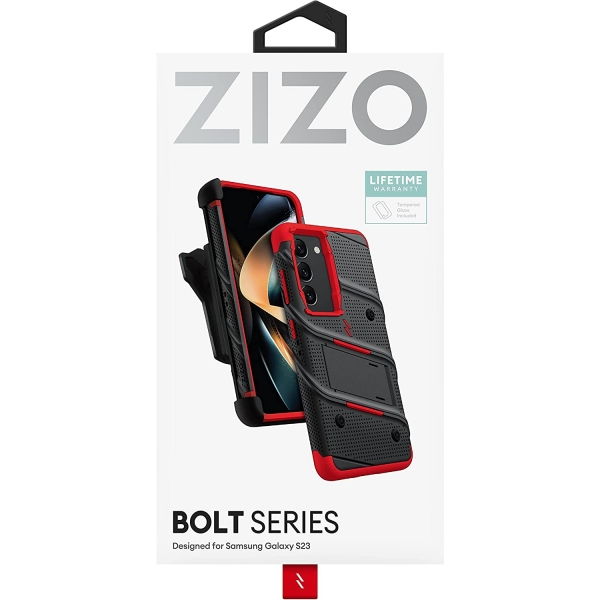 Zizo Bolt Serisi Samsung Galaxy S24 Plus Klf -Black Red