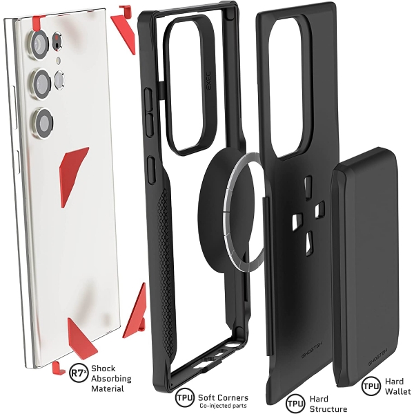 Ghostek EXEC Serisi Galaxy S24 Plus Czdan Klf -Black