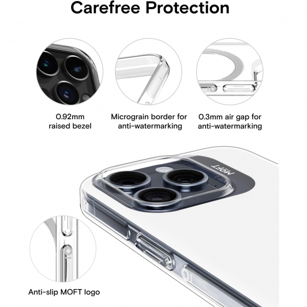 MOFT Snap Manyetik iPhone 15 Plus effaf Klf -White