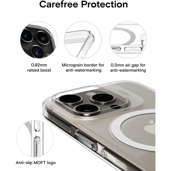 MOFT Snap Manyetik iPhone 15 Pro Max effaf Klf -Clear
