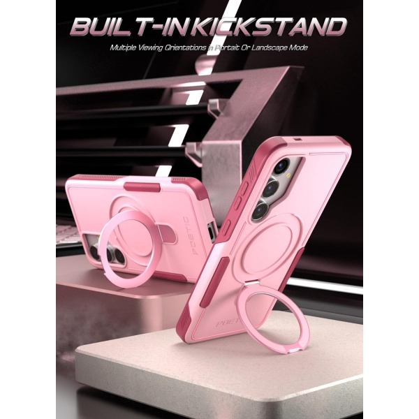 Poetic Neon Serisi Galaxy S24 Plus Standl Klf -Light Pink