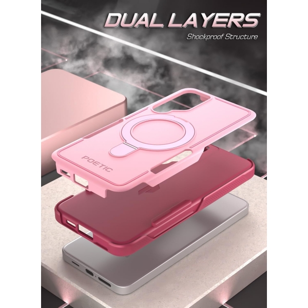 Poetic Neon Serisi Galaxy S24 Plus Standl Klf -Light Pink