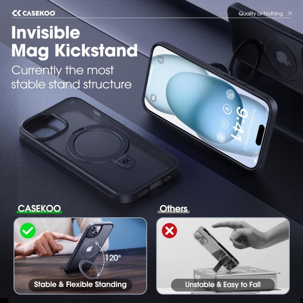 CASEKOO MagicStand iPhone 15 Plus Manyetik Klf 