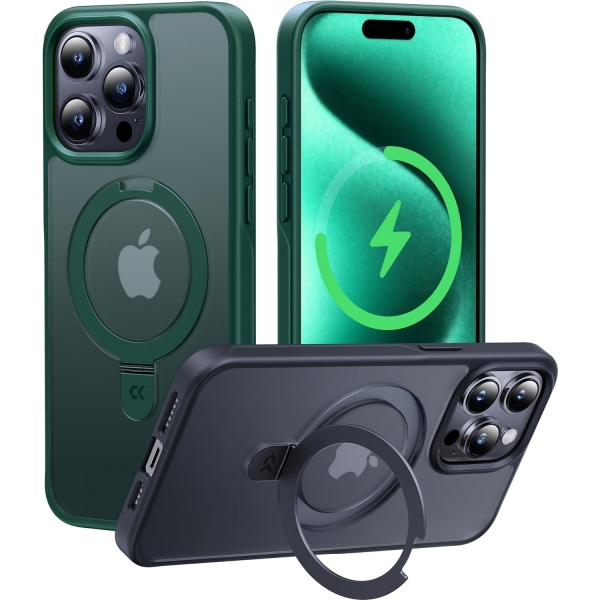 CASEKOO MagicStand iPhone 15 Pro Max Manyetik Klf -Green