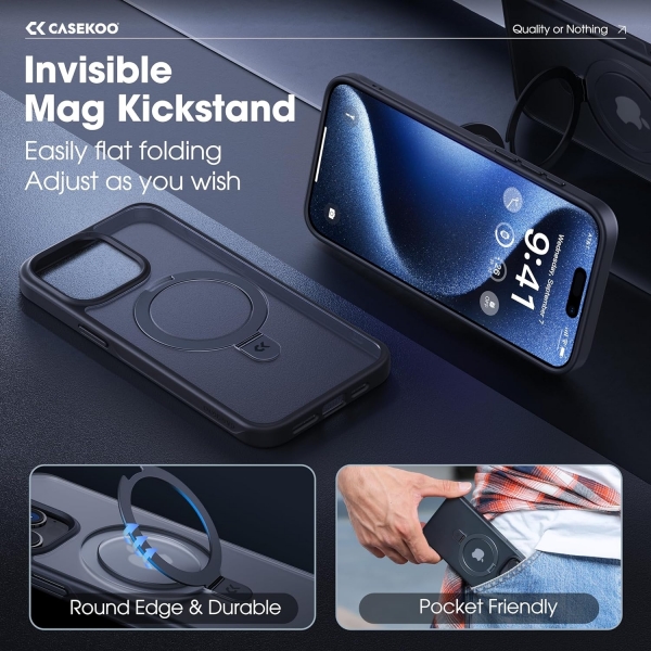 CASEKOO MagicStand iPhone 15 Pro Max Manyetik Klf -Green