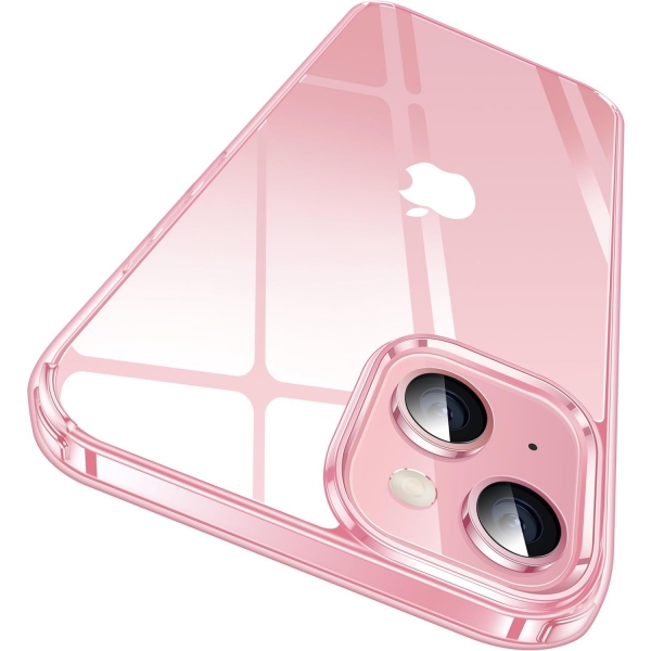 CASEKOO iPhone 15 Plus Uyumlu effaf Klf-Pink