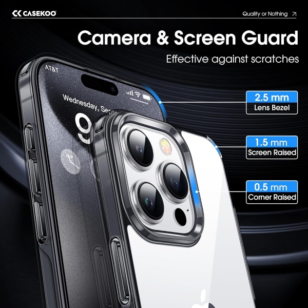 CASEKOO iPhone 15 Pro Max Uyumlu effaf Klf-Blue