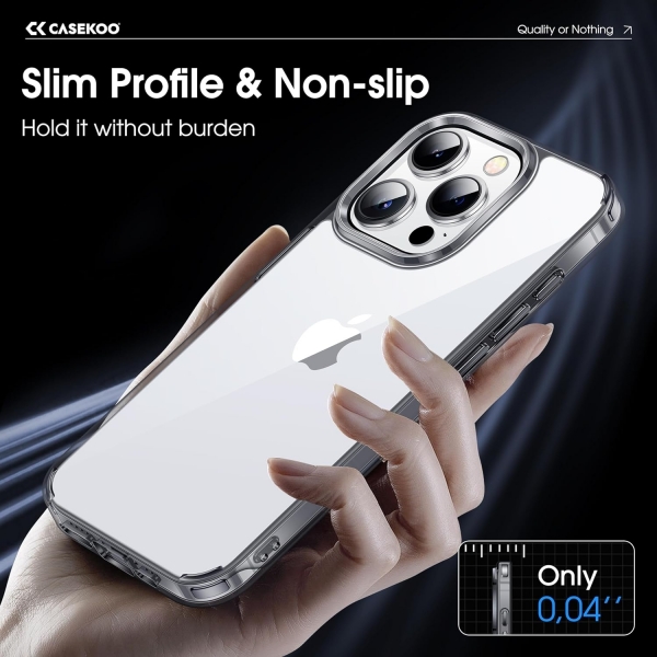 CASEKOO iPhone 15 Pro Max Uyumlu effaf Klf-Clear