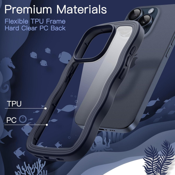JETech Cute Dalgal iPhone 15 Pro Max Klf -Blue Titanium 