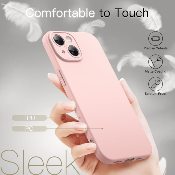 JETech nce iPhone 15 Mat Klf-Pink