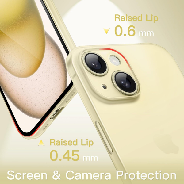 JETech Ultra nce iPhone 15 Mat Klf-Yellow