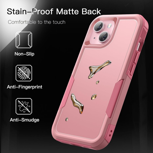 JeTech Rugged iPhone 15 Plus Mat Klf -Pink