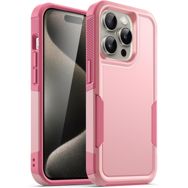 JeTech Rugged iPhone 15 Pro Max Mat Klf -Pink