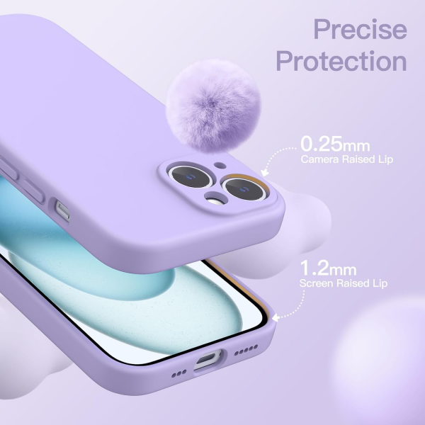 JETech Manyetik iPhone 15 Plus Silikon Klf -Light Purple