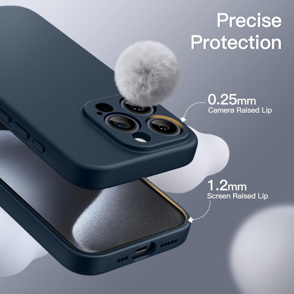 JETech Manyetik iPhone 15 Pro Max Silikon Klf -Navy