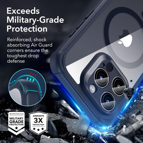 ESR Armor Tam Korumal iPhone 15 Pro Klf-Clear Dark Blue