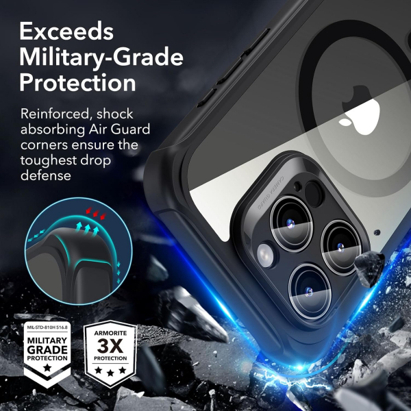 ESR Armor Tam Korumal iPhone 15 Pro Klf-Clear Black