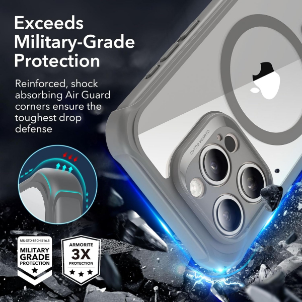 ESR Armor Tam Korumal iPhone 15 Pro Klf-Clear Gray