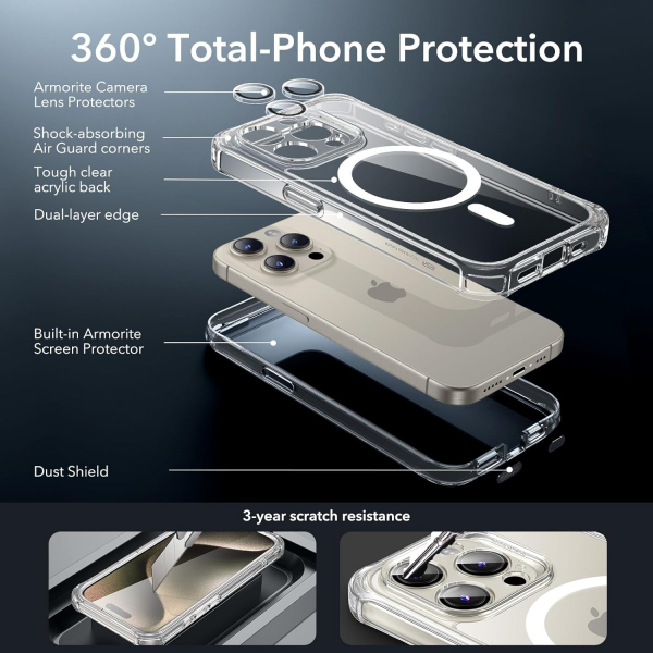 ESR Armor Tam Korumal iPhone 15 Pro Klf-Clear
