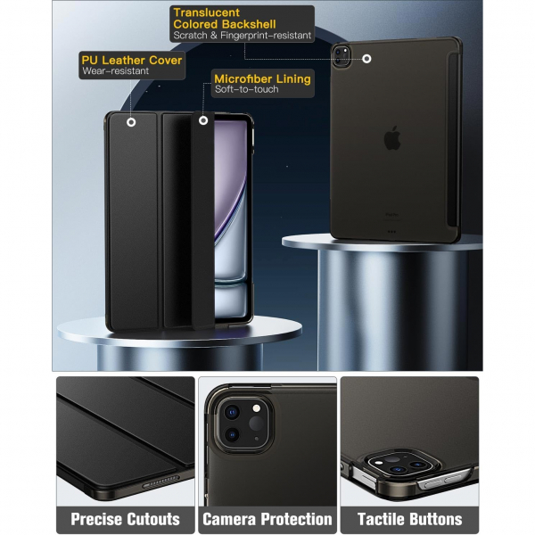 MoKo Kalem Blmeli iPad Air Klf (11 in)(6.Nesil)-Space Gray