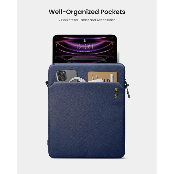 tomtoc Light B19 iPad Pro M4 Uyumlu Omuz antas(11in)-Navy Blue