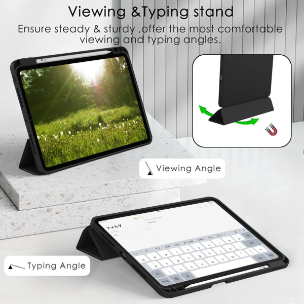 ZryXal Kalem Blmeli iPad Pro M4 Klf (11 in)-Black