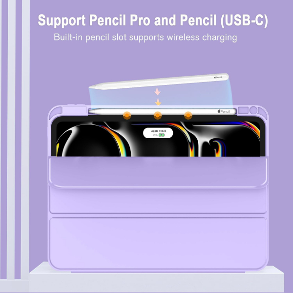 ZryXal Kalem Blmeli iPad Pro M4 Klf (11 in)-Clove Purple