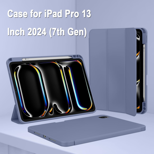 ZryXal Kalem Blmeli iPad Pro M4 Klf (11 in)-Lavender