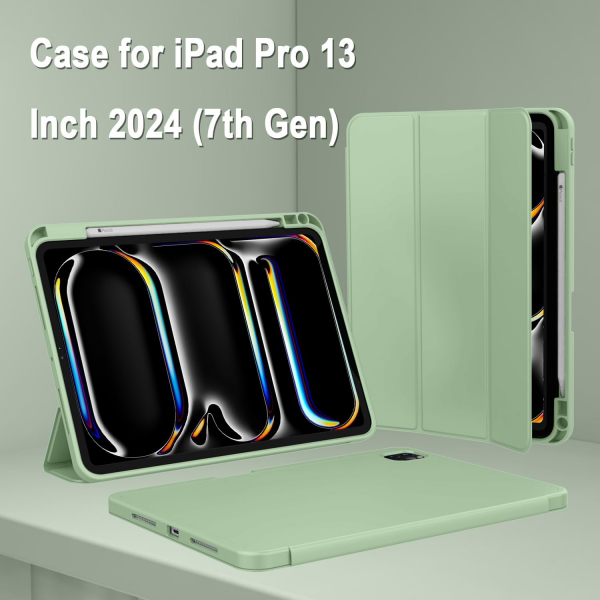 ZryXal Kalem Blmeli iPad Pro M4 Klf (11 in)-Matcha Green
