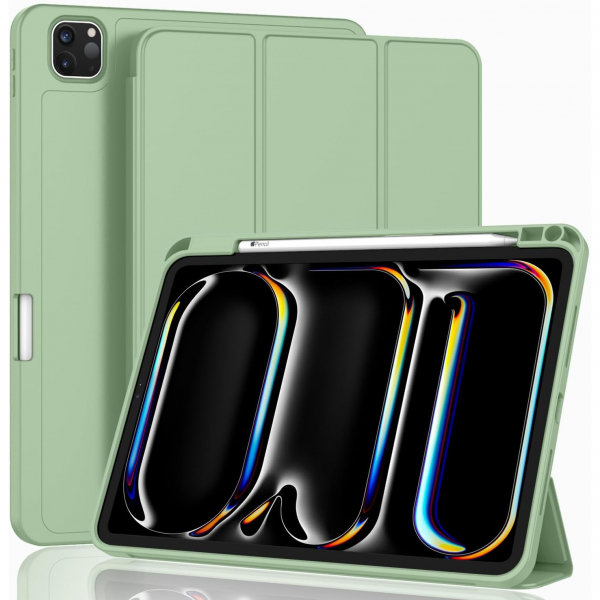 ZryXal Kalem Blmeli iPad Pro M4 Klf (11 in)-Matcha Green