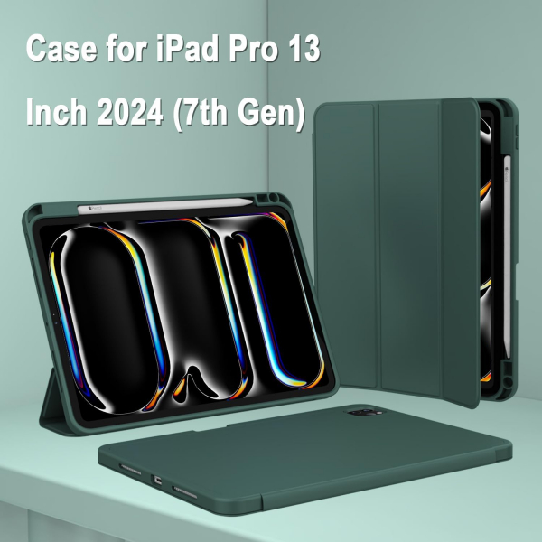 ZryXal Kalem Blmeli iPad Pro M4 Klf (11 in)-Midnight Green