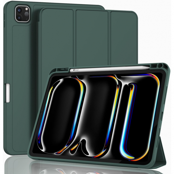 ZryXal Kalem Blmeli iPad Pro M4 Klf (11 in)-Midnight Green