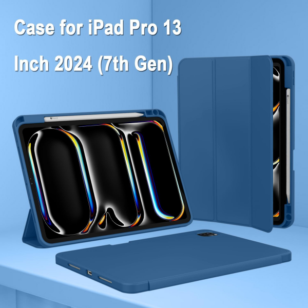 ZryXal Kalem Blmeli iPad Pro M4 Klf (11 in)-Navy Blue