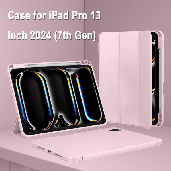 ZryXal Kalem Blmeli iPad Pro M4 Klf (11 in)-Pink 