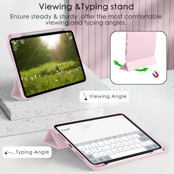 ZryXal Kalem Blmeli iPad Pro M4 Klf (11 in)-Pink 