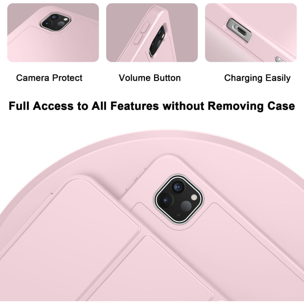ZryXal Kalem Blmeli iPad Pro M4 Klf (11 in)-Pink 