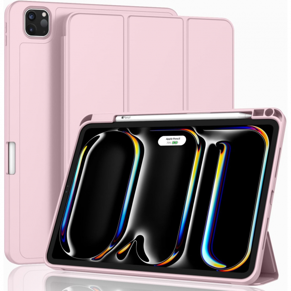 ZryXal Kalem Blmeli iPad Pro M4 Klf (11 in)-Pink 