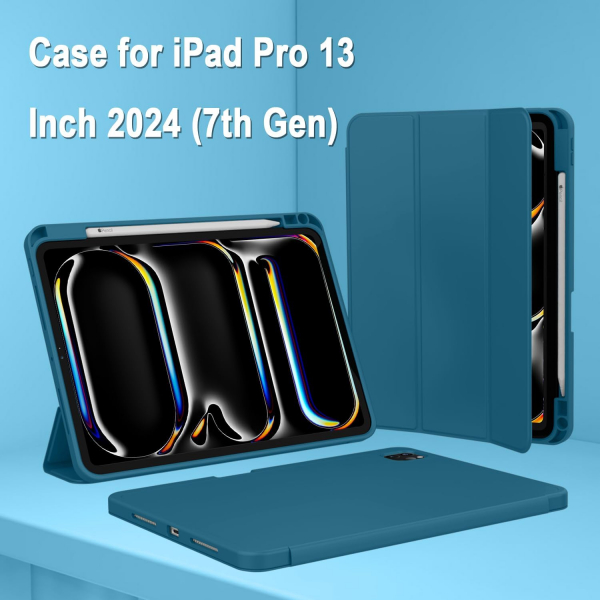 ZryXal Kalem Blmeli iPad Air M2 Klf (13 in)-New Teal
