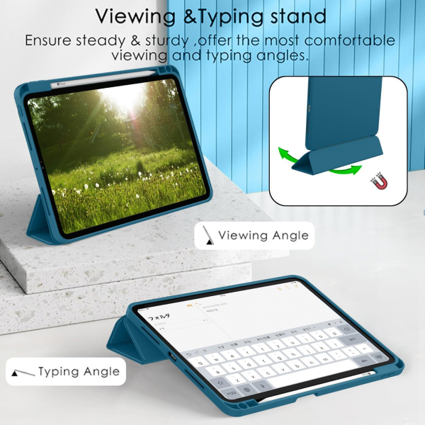 ZryXal Kalem Blmeli iPad Air M2 Klf (13 in)-New Teal