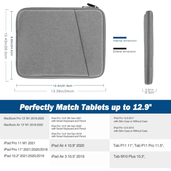 MoKo Su Geirmez Tablet antas (9/11 in)-Light Gray