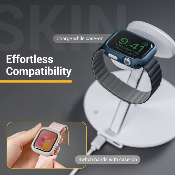 MAGEASY Silikon Apple Watch 9 41mm Bumper Klf-Storm Blue