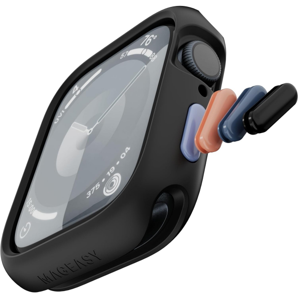 MAGEASY Silikon Apple Watch 9 41mm Bumper Klf-Midnight Black