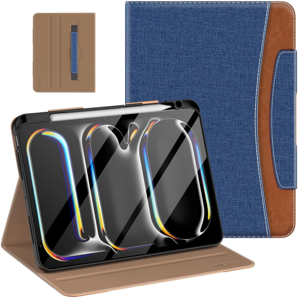 MoKo Deri Folyo iPad Pro M4 Klf (13 in)-Denim Blue Brown