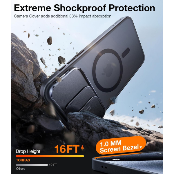 TORRAS Spin Kickstand iPhone 15 Pro Klf-Black